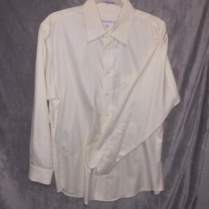 Joseph & Feiss men’s yellow dress shirt non-iron fitted cotton READ